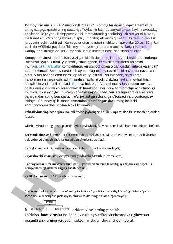 Kompyuter viruslari va ular bilan kurashish usullari