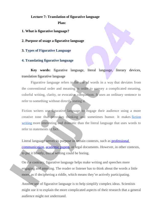Figurative language and its translation techniques