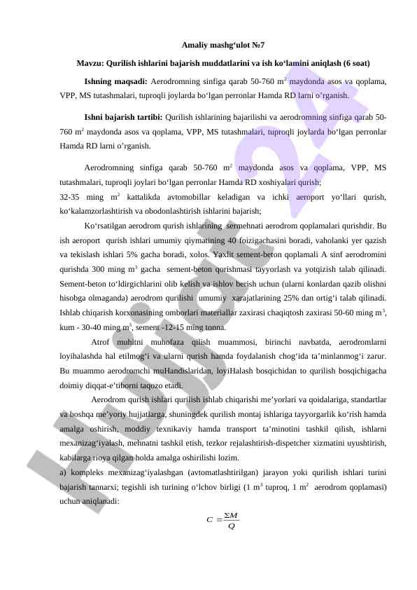 Qurilish ishlarini bajarish muddatlari aniqlash