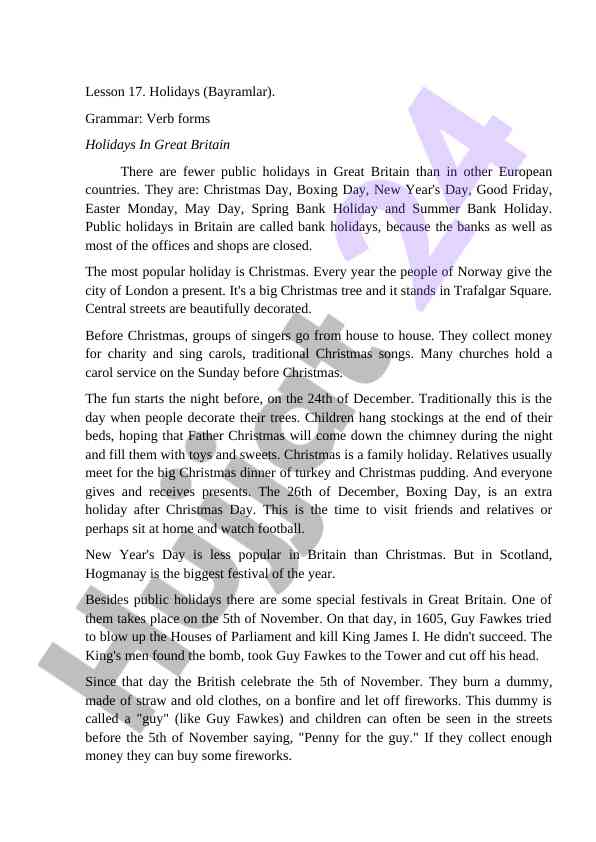 Holidays and traditions in great britain