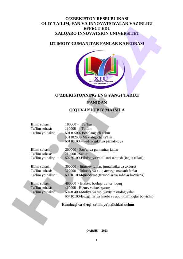 O‘zbekistonda pedagogika va ta'lim yo‘nalishlari