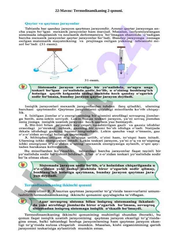 Termodinamika qonunlari va issiqlik diigatellari