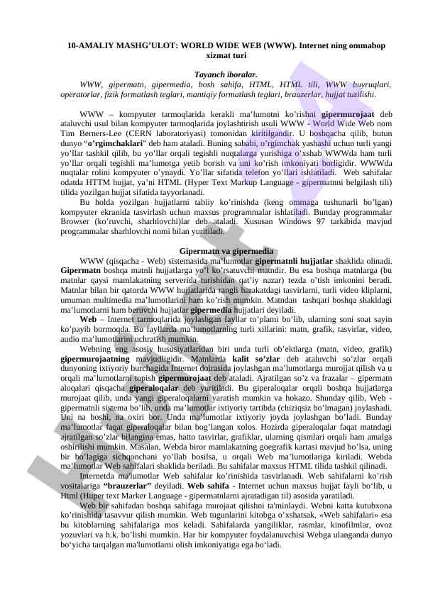 Www va internet: ommabop xizmat turi