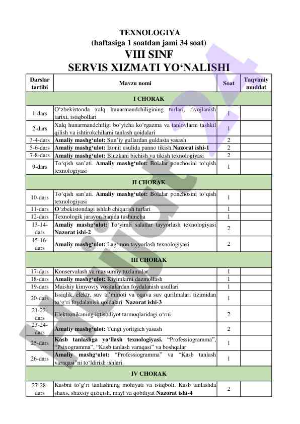 O‘zbekistonda xalq hunarmandchiligi va amaliy mashg‘ulotlar