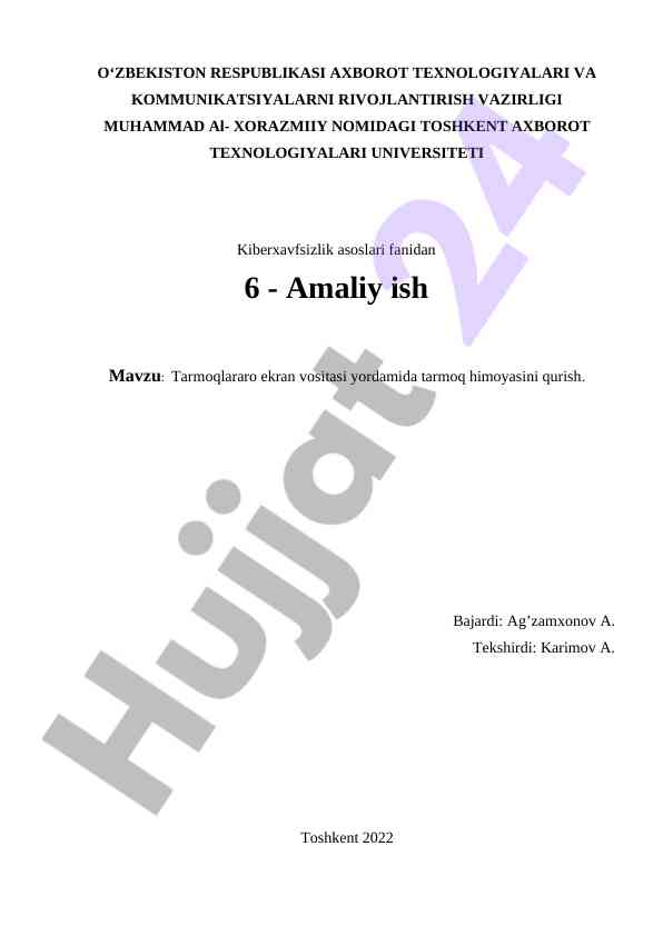 Tarmoqlararo ekran vositasi bilan himoya qurish