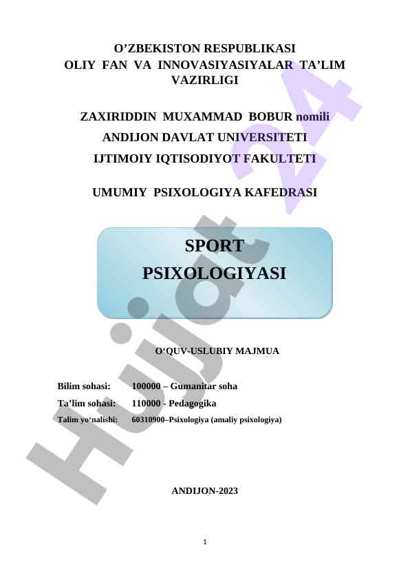 Umumiy psixologiya o‘quv-uslubiy majmua 2023