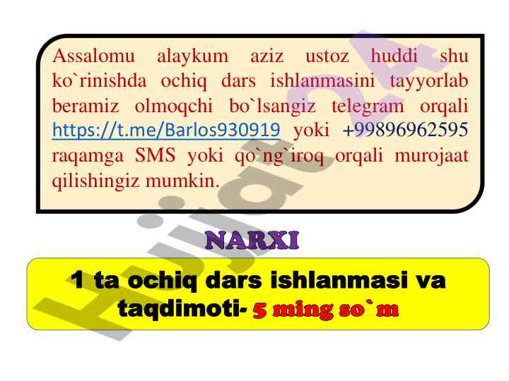 Ochiq dars ishlanmasi taqdimoti maqsadlari