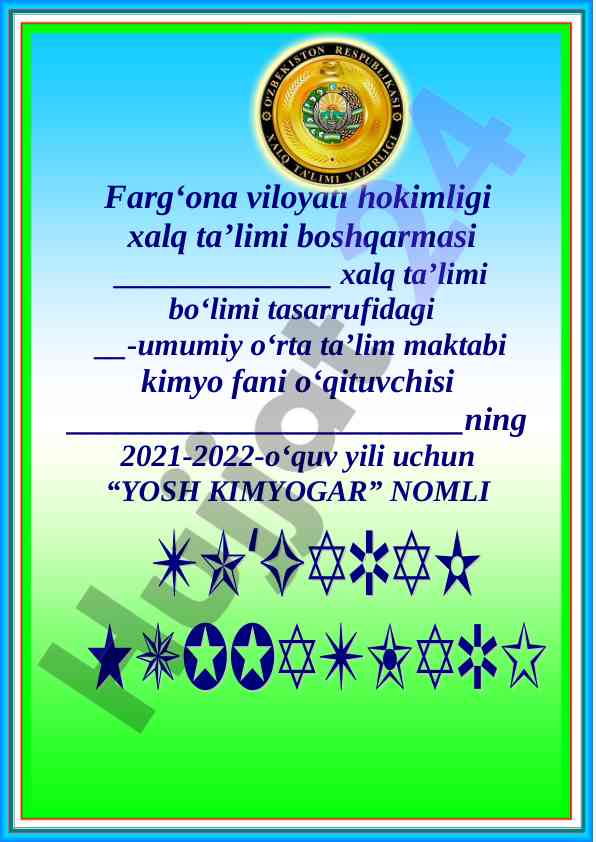 Yosh kimyogar to‘garak a‘zolari bo‘yicha ma’lumot