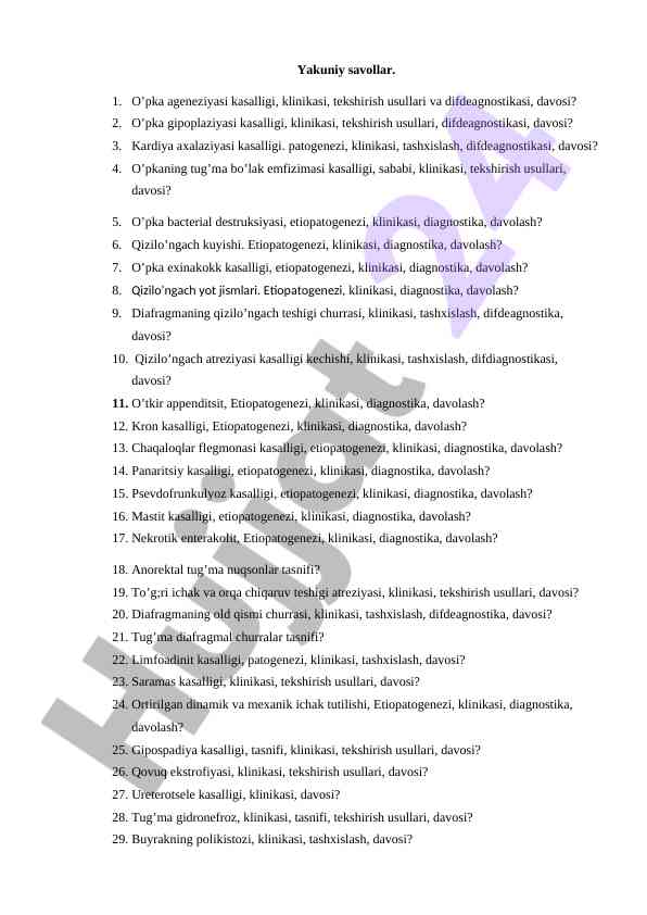 O'pka kasalliklari va davolash usullari