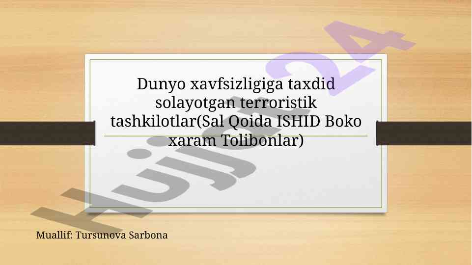 Terrorizm va xalqaro huquqda o`rni tahlili