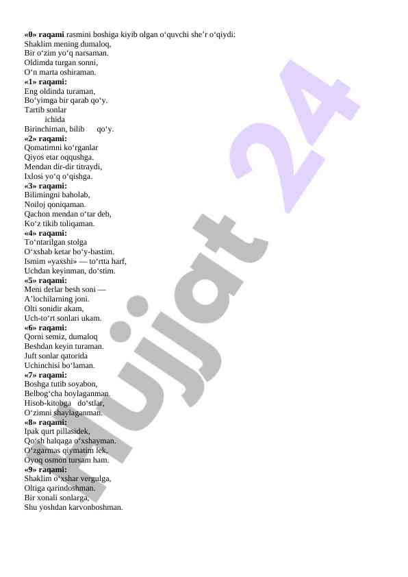 Raqamlar orqali she'r o'qish metodologiyasi