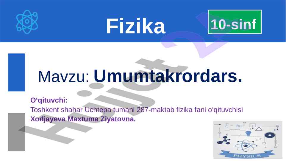 Fizika masalalari va kinetik energiyasi