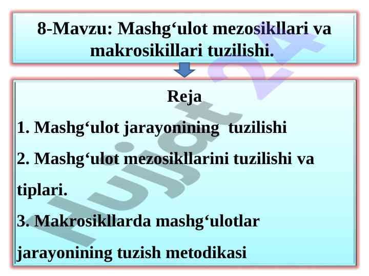 Mashg‘ulot mezokiklari va makrosiklari tuzilishi