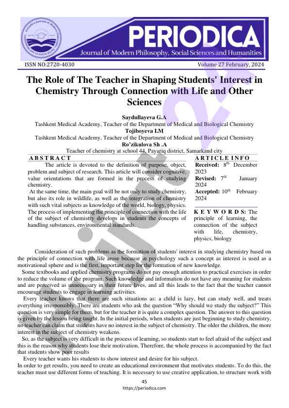 The role of the teacher in shaping student interest