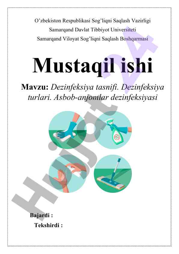 Dezinfeksiya tasnifi va turlari asbob-anjomlar