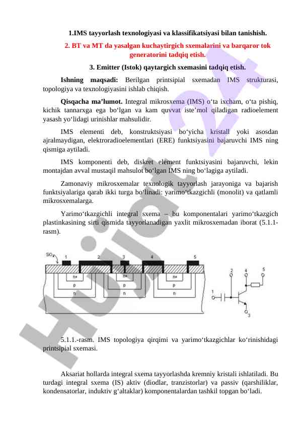 Ims tayyorlash texnologiyasi va klassifikatsiyasi