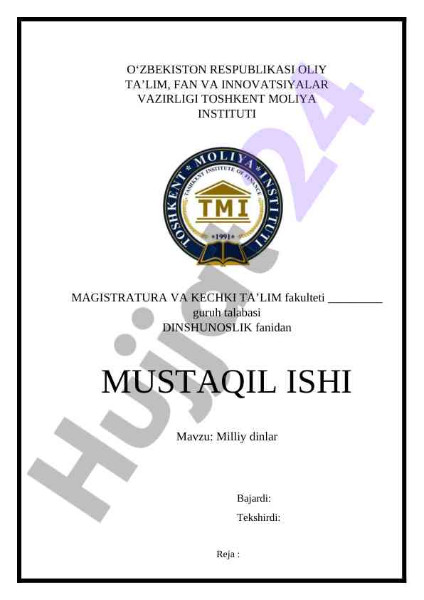 Milliy dinlar haqida tushuncha va ta'limotlar
