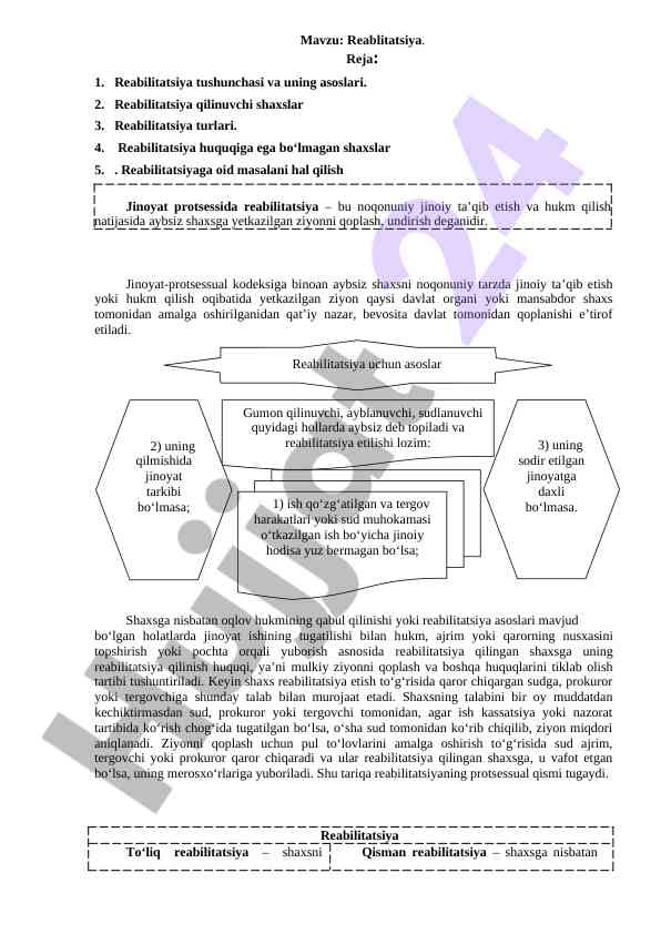 Reabilitatsiya tushunchasi va uning asoslari