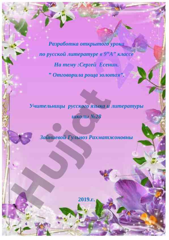 Открытый урок русской литературы в 9 а классе