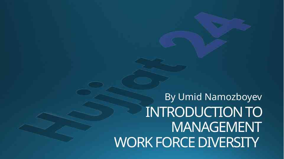 Introduction to management work force diversity