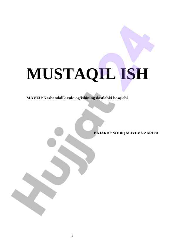 Kashandalik xulq og'ishining dastlabki bosqichi tahlili