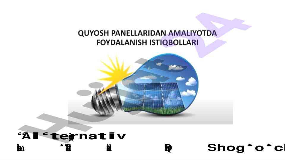 Al‘ternativ energiya manbalari tahlili