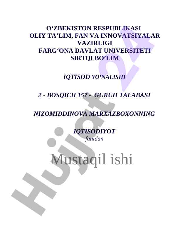 Bozor infratuzilmasi va uning unsurlari reja
