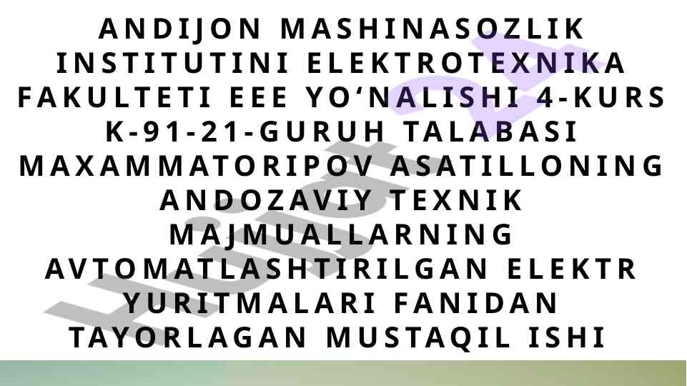 Elektr yuritmalari va burg'ulash dastgohida ishlatilishi
