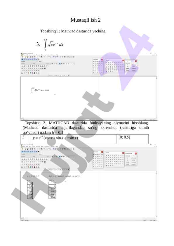 Matlab va mathcad dasturlarida funksiyalarni chizish
