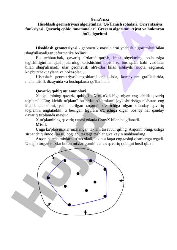 Hisoblash geometriyasi algoritmlari va qo‘llanishi