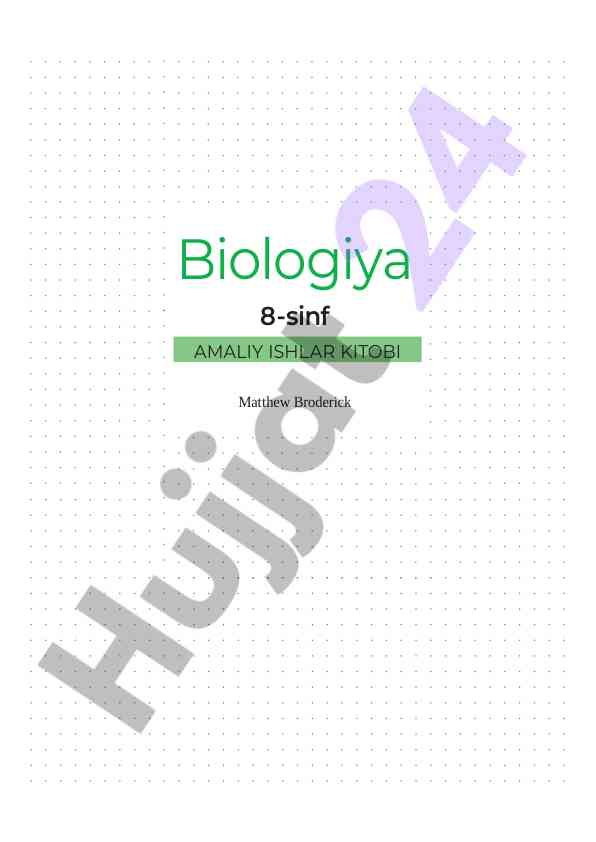 Biologiya 8-sinf amaliy ishlar kitobi