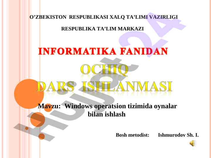 Windows operatsion tizimida oynalar bilan ishlash