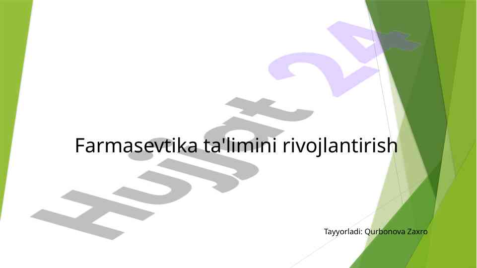 Farmasevtika ta'limini rivojlantirish tahlili