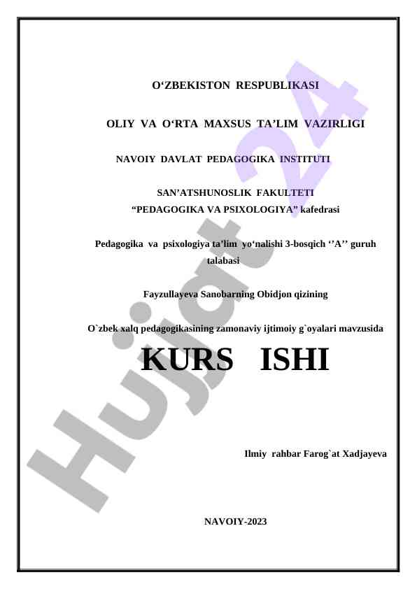 O‘zbek xalq pedagogikasining zamonaviy ijtimoiy g‘oyalari