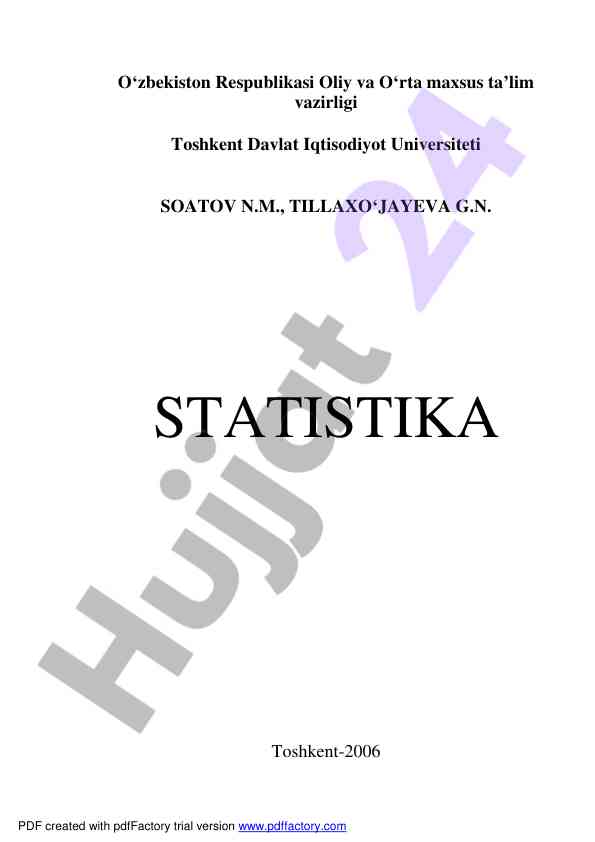Statistika darslik oliy ta'lim uchun tavsiya qilingan