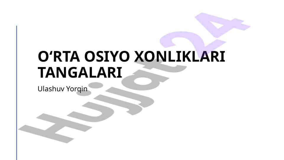 Markaziy osiyo xonliklari tangalari tarixi