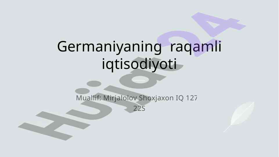 Germaniyaning raqamli iqtisodiyoti va innovatsiyalari
