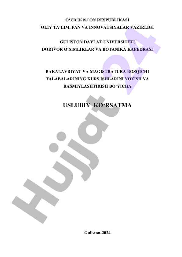 Kurs ishlarini yozish va rasmiylashtirish uslubi