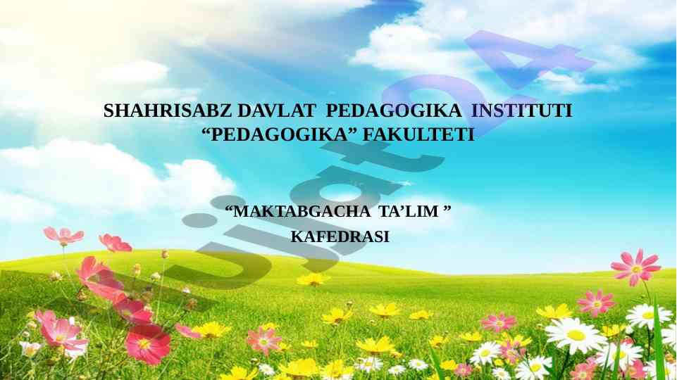 Maktabgacha yoshdagi bolalarning jismoniy tarbiyasi