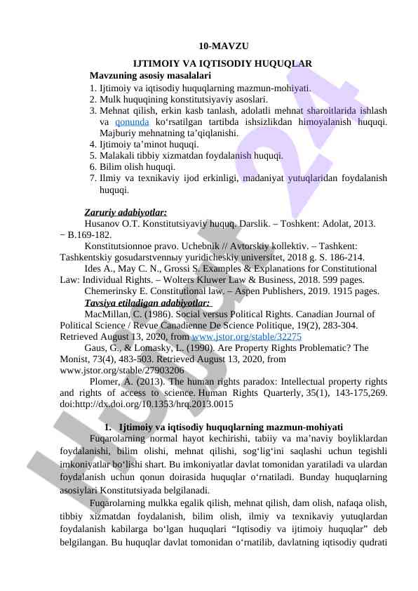 Ijtimoiy va iqtisodiy huquqlar asoslari