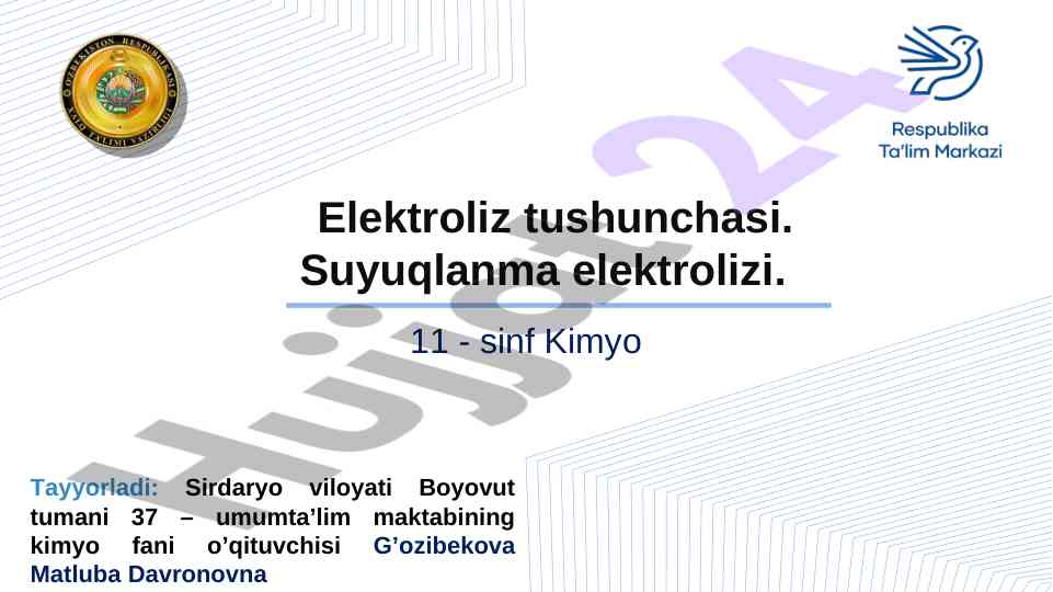 Kimyo o‘qitishida elektroliz tushunchasi