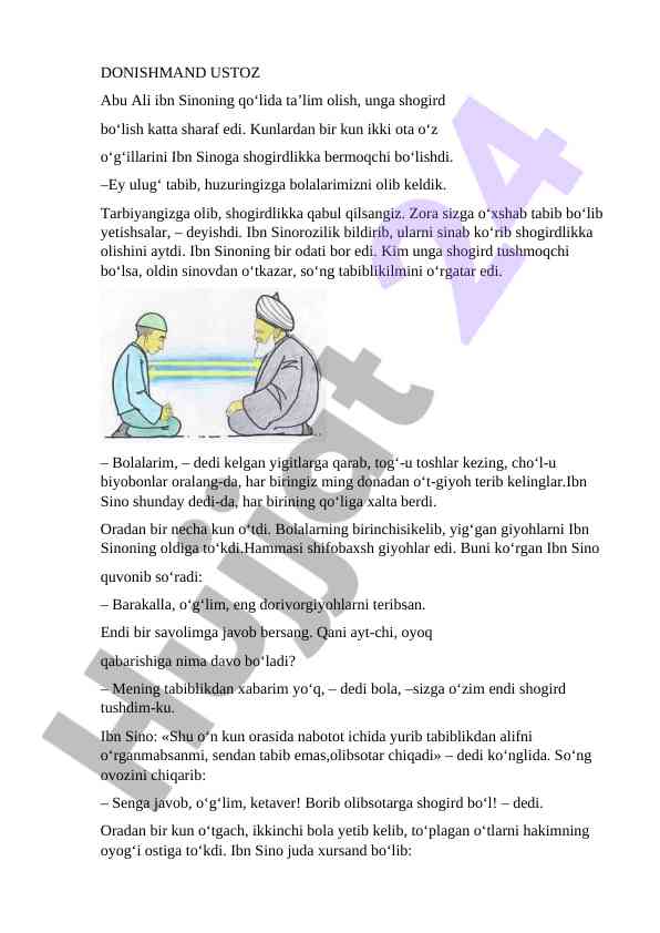 Ibn sinoning shogirdlik ta'limi va sinovlari