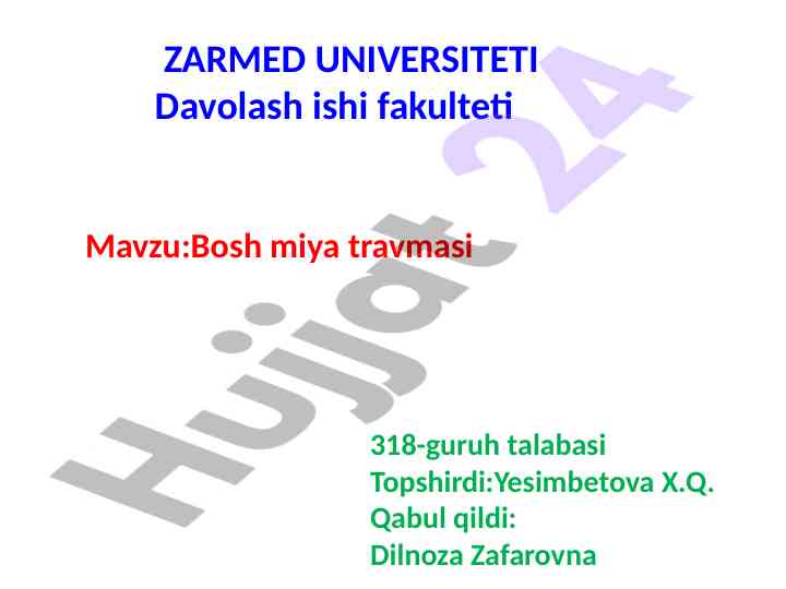 Bosh miya travmasi tahlili va davolash yondashuvlari