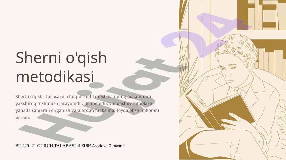 Sherni o'qish metodikasi muhim tahlil yondashuvi