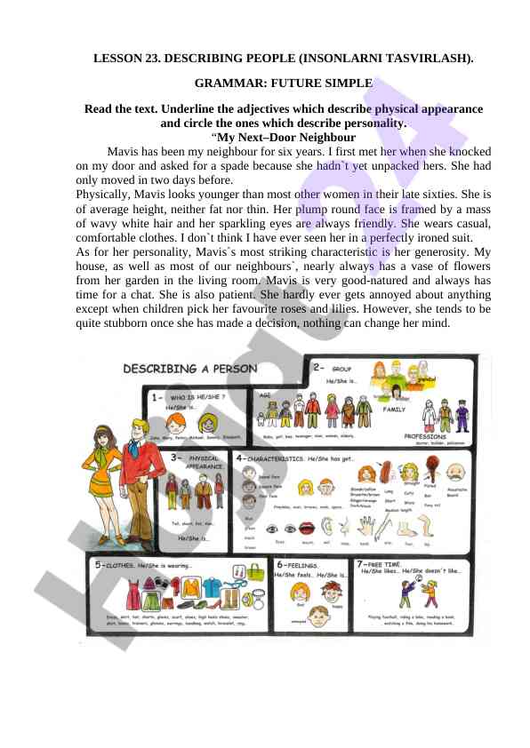 Describing people and their characteristics