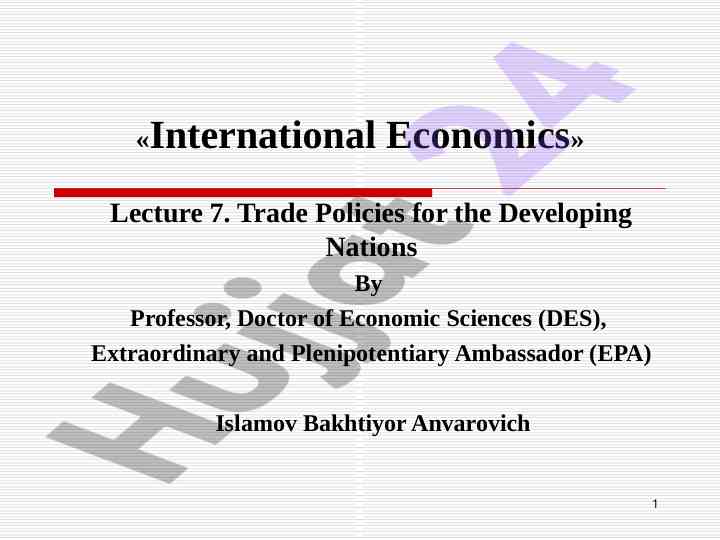 Trade policies for developing nations overview