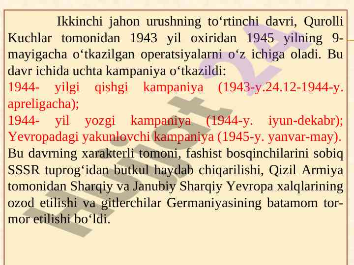 Ikkinchi jahon urushi to‘rtinchi davri