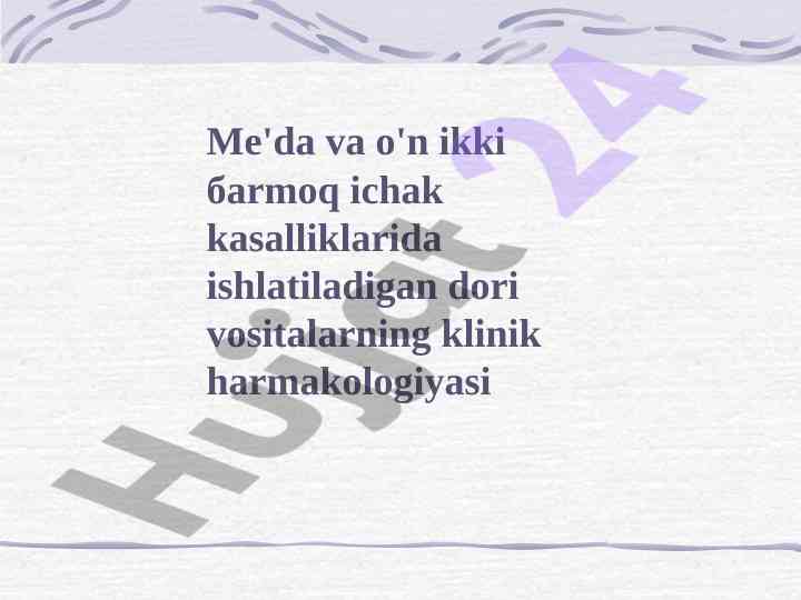 Klinik harmakologiya va dori vositalar tahlili