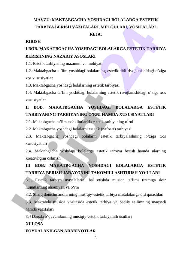 Maktabgacha yoshlarga estetik tarbiya berish metodlari