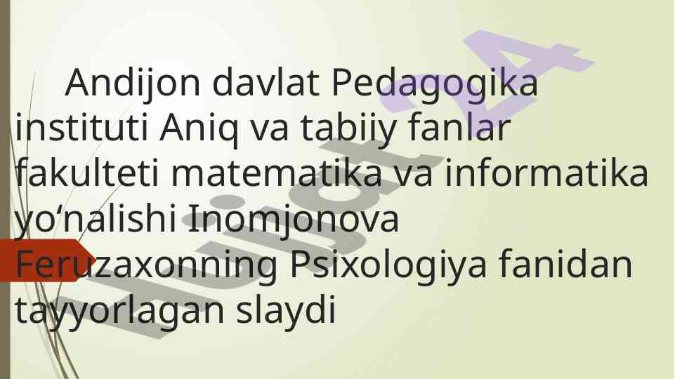 O‘smirlik davrida psixik rivojlanish mavzusi